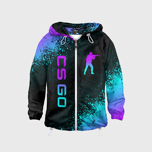 Детская ветровка CS GO NEON SYMBOL STYLE SKIN КС ГО НЕОН / 3D-Белый – фото 1