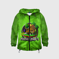 Детская ветровка Minecraft Logo Green