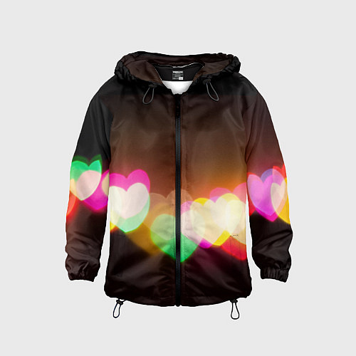Детская ветровка Горящие сердца всех цветов радуги / 3D-Черный – фото 1