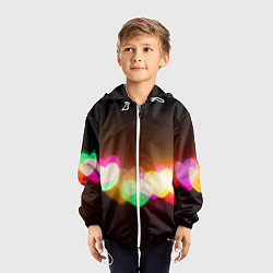 Ветровка с капюшоном детская Горящие сердца всех цветов радуги, цвет: 3D-белый — фото 2