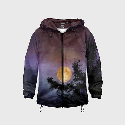 Детская ветровка Night sky with full moon by Apkx / 3D-Черный – фото 1