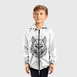 Ветровка с капюшоном детская Волчий портрет, цвет: 3D-черный — фото 2