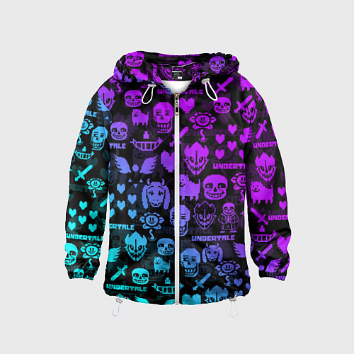 Детская ветровка UNDERTALE NEON PATTERN УЗОР / 3D-Белый – фото 1