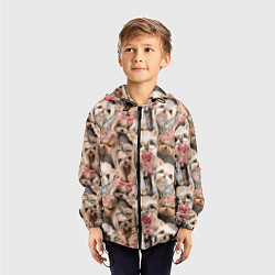 Ветровка с капюшоном детская Паттерн йорки, цвет: 3D-черный — фото 2