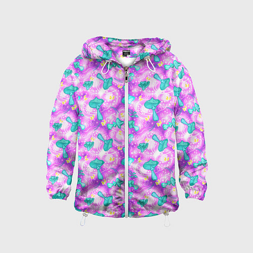 Детская ветровка Волшебные Грибы - психоделика / 3D-Белый – фото 1