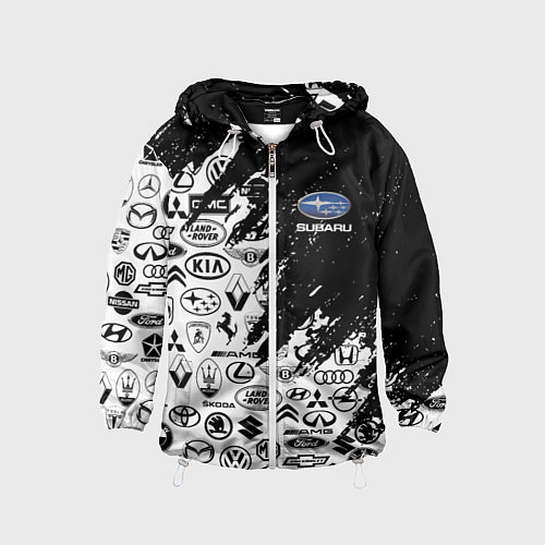 Детская ветровка Subaru - Паттерн логотипов авто / 3D-Белый – фото 1