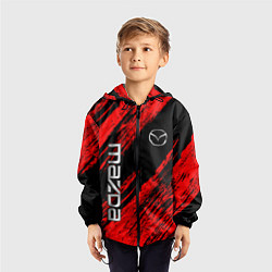 Ветровка с капюшоном детская Mazda Мазда красно черный, цвет: 3D-черный — фото 2