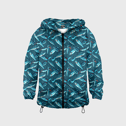 Детская ветровка Воблеры рыбки / 3D-Черный – фото 1