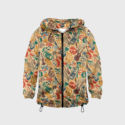 Детская ветровка Инструменты Музыкальные / 3D-Черный – фото 1