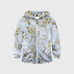 Ветровка с капюшоном детская Цветы Золотые Листья, цвет: 3D-белый