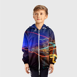 Ветровка с капюшоном детская Neon vanguard pattern Lightning Fashion 2023, цвет: 3D-белый — фото 2