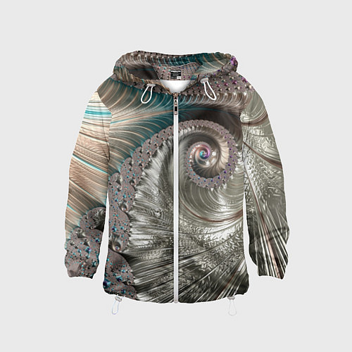 Детская ветровка Fractal pattern Spiral Серебристый фрактал спираль / 3D-Белый – фото 1