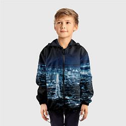 Ветровка с капюшоном детская Ночной город night city, цвет: 3D-черный — фото 2