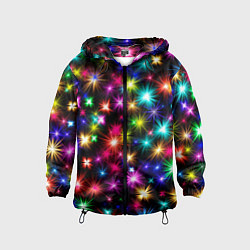 Ветровка с капюшоном детская ЦВЕТНЫЕ ЗВЕЗДЫ COLORED STARS, цвет: 3D-черный