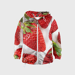 Ветровка с капюшоном детская Strawberries, цвет: 3D-белый