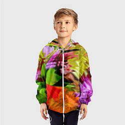 Ветровка с капюшоном детская Разноцветная абстрактная композиция Лето Multi-col, цвет: 3D-белый — фото 2