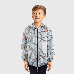 Ветровка с капюшоном детская Авангардный текстурный паттерн, цвет: 3D-черный — фото 2