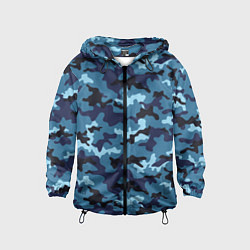 Ветровка с капюшоном детская Камуфляж Тёмно-Синий Camouflage Dark-Blue, цвет: 3D-черный