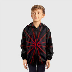 Ветровка с капюшоном детская Красный эфир 3D - абстракция, цвет: 3D-черный — фото 2