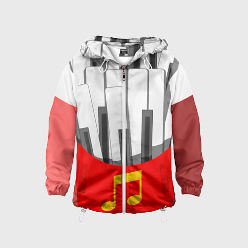 Детская ветровка Клавиши фортепиано как картошка фри / 3D-Белый – фото 1