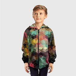 Ветровка с капюшоном детская Разноцветный геометрический узор 3D, цвет: 3D-черный — фото 2