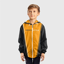 Ветровка с капюшоном детская Mens style мужской стиль - чёрный с оранжевым, цвет: 3D-белый — фото 2