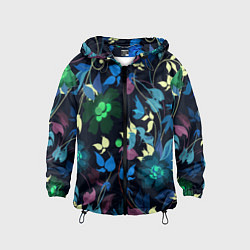 Ветровка с капюшоном детская Color summer night Floral pattern, цвет: 3D-черный