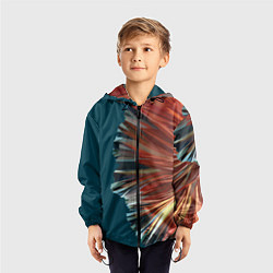Ветровка с капюшоном детская Полигональные линии, цвет: 3D-черный — фото 2