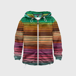 Ветровка с капюшоном детская Multicolored thin stripes Разноцветные полосы, цвет: 3D-белый