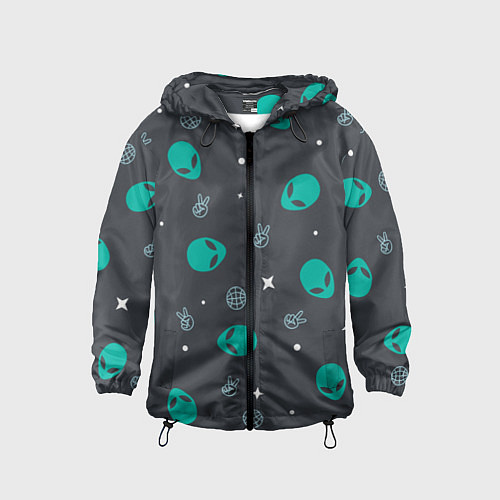 Детская ветровка Aliens pattern / 3D-Черный – фото 1