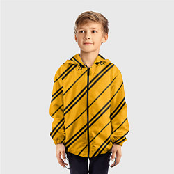 Ветровка с капюшоном детская Полосы желтые черные, цвет: 3D-черный — фото 2