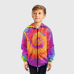Ветровка с капюшоном детская Тай дай в радуге, цвет: 3D-черный — фото 2