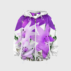 Ветровка с капюшоном детская Flowers purple light, цвет: 3D-белый
