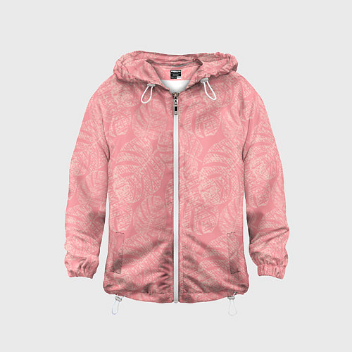 Детская ветровка Бежевые листья монстеры на розовом / 3D-Белый – фото 1