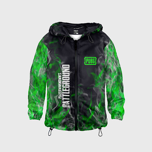 Детская ветровка Pubg - зелёное пламя / 3D-Черный – фото 1