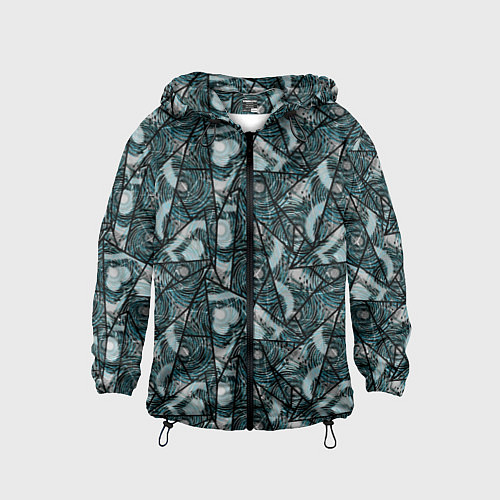 Детская ветровка Гранжевый абстрактный узор на темно сером фоне / 3D-Черный – фото 1