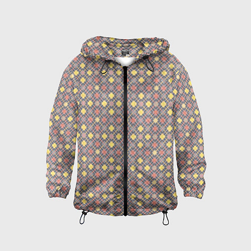 Детская ветровка Желтые, оранжевый квадраты на сером / 3D-Черный – фото 1