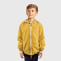 Ветровка с капюшоном детская Волнистые желтые узоры, цвет: 3D-белый — фото 2