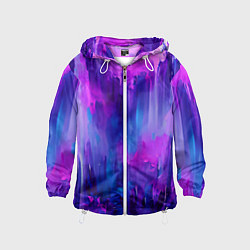 Ветровка с капюшоном детская Purple splashes, цвет: 3D-белый