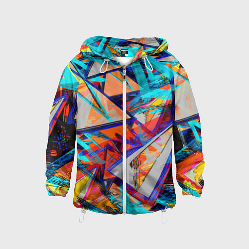 Детская ветровка Яркий неоновый абстрактный узор / 3D-Белый – фото 1