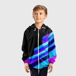 Ветровка с капюшоном детская Яркие неоновые линии, цвет: 3D-белый — фото 2