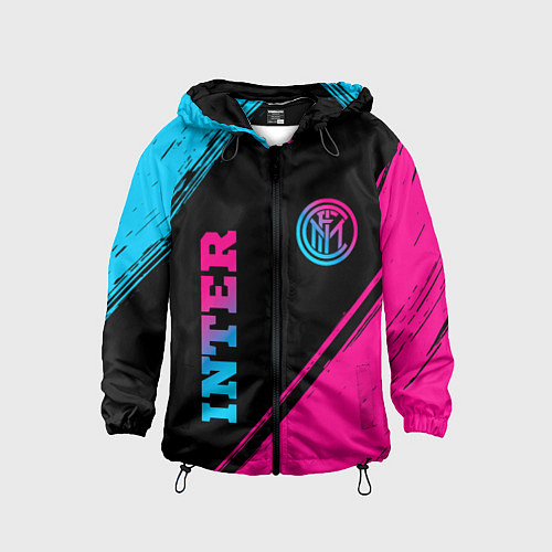 Детская ветровка Inter - neon gradient: символ и надпись вертикальн / 3D-Черный – фото 1