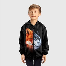 Ветровка с капюшоном детская Волк и Лисица, цвет: 3D-черный — фото 2