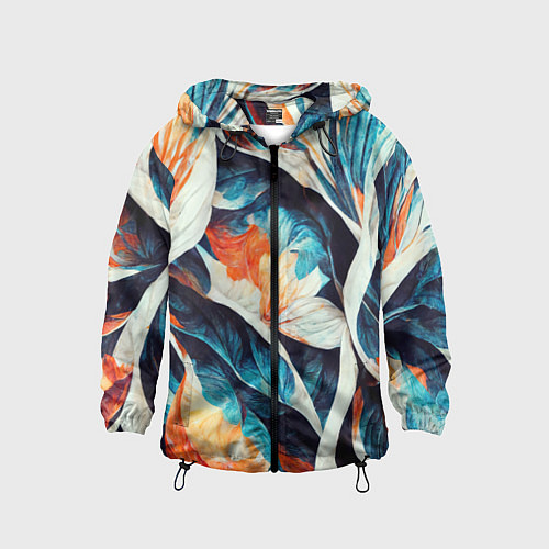 Детская ветровка Красочная листья - абстракция / 3D-Черный – фото 1