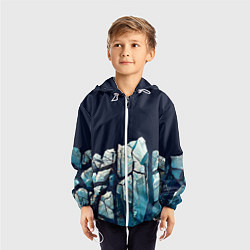 Ветровка с капюшоном детская Cracked ice, цвет: 3D-белый — фото 2