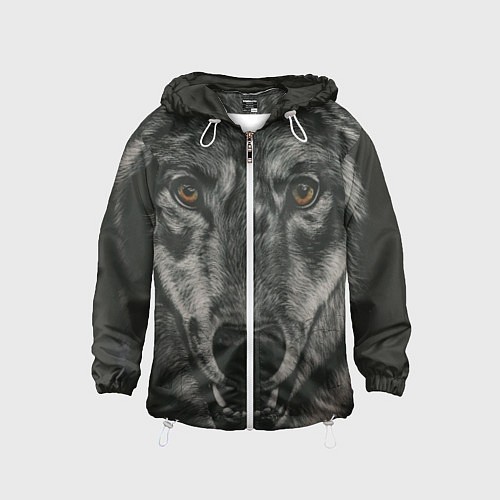 Детская ветровка Крупная морда серого волка / 3D-Белый – фото 1