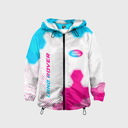 Ветровка с капюшоном детская Land Rover neon gradient style: надпись, символ, цвет: 3D-черный
