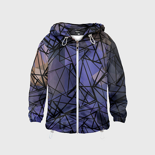 Детская ветровка Blue with black stripes pattern / 3D-Белый – фото 1