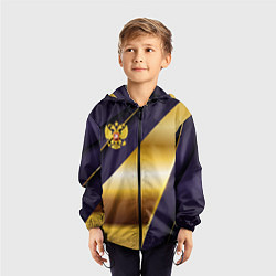 Ветровка с капюшоном детская Золотой герб России, цвет: 3D-черный — фото 2