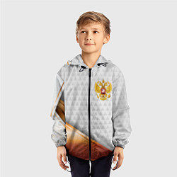 Ветровка с капюшоном детская Герб РФ с золотой вставкой, цвет: 3D-черный — фото 2